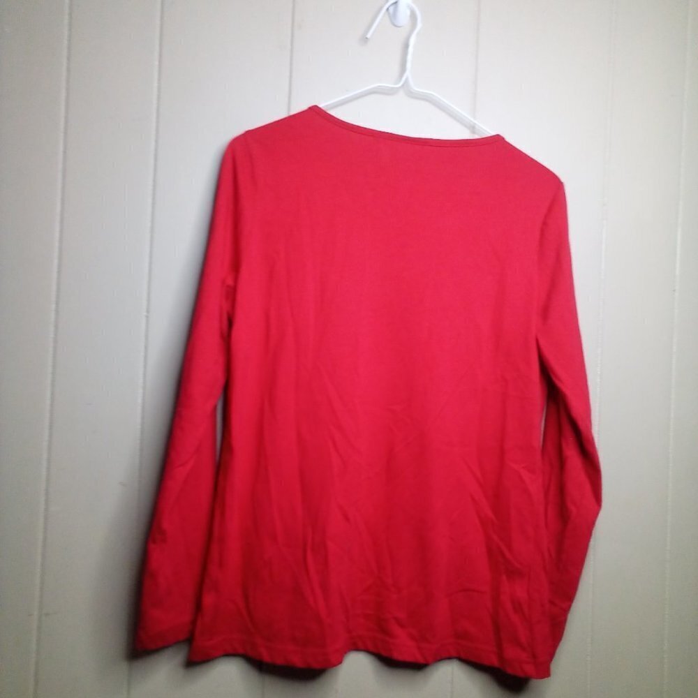 Kim Rogers Shirt M Christmas Tree Long Sleeve Red - Picture 2 of 10